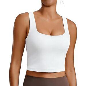 Sports Bra for Women Square Neck Longline Tank Top with Built in Bra